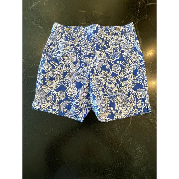 Rafaella Blue and White Floral print pull on shorts 12 NWOT - Picture 1 of 11